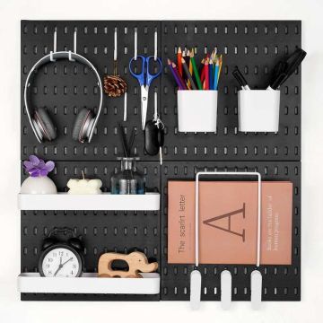 Pegboard Wall Organizer Set, 11"x11", Black