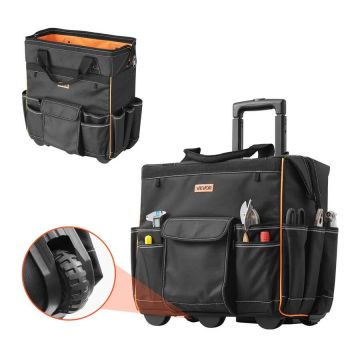Tool bag with wheels, 25 pockets, 50 kg load capacity