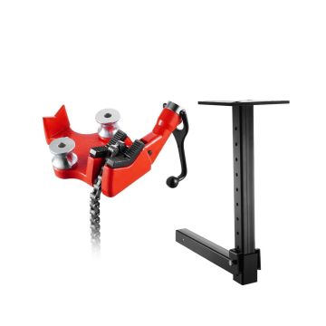 Chain pipe clamp, 1/8"-5", cast iron base, adjustable bracket