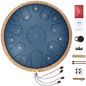 Steel snare drum 14", 15 notes, dark blue, with hammers and bag