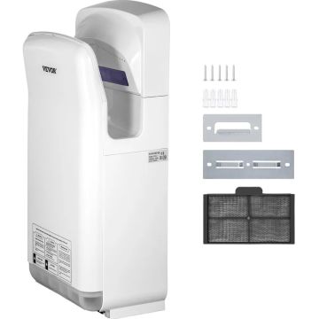 Electric screw hand dryer, 2000 W, white, with HEPA filter, wall-mounted