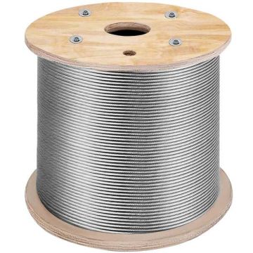 Stainless Steel Deck Rope 3/16" x 1000 ft, T316 Marine Grade, 1x19 Strand
