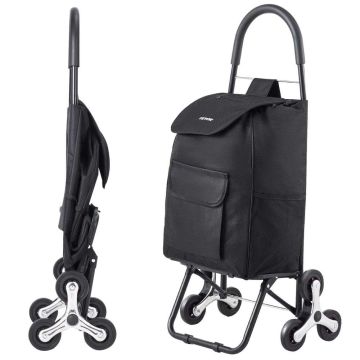 Stair climbing folding shopping trolley, 36 L, black
