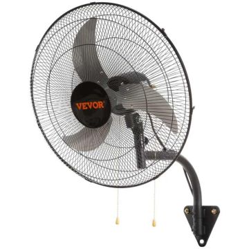 Wall-mounted oscillating fan, 19 inch, 3 speeds, black