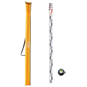 Aluminum telescopic measuring rod 4 m with bubble level CM/MM