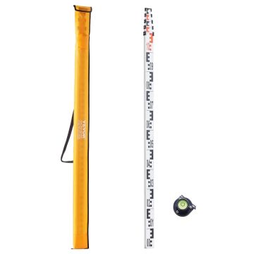 Aluminum telescopic measuring rod 5 m with bubble level