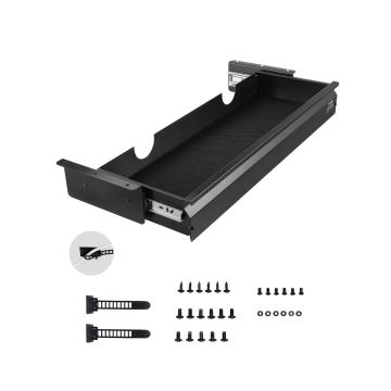 Pull-out 26-inch wide drawer under desk, organizer 29x9x4 inches.