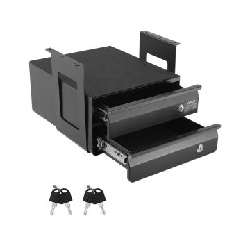 VEVOR 13 Inch Wide Pull-out Drawer Under Desk, Two-Layer Lockable Organizer