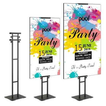 Adjustable poster stand, double-sided, black, 1905 mm, floor-standing