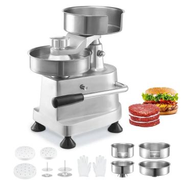 Commercial Stainless Steel Burger Patty Maker Machine with 3 Molds (4/5/6 Inch)
