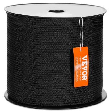 Nylon outdoor climbing rope, 3/16", 1000 ft., black, 720 lb. breaking strength.