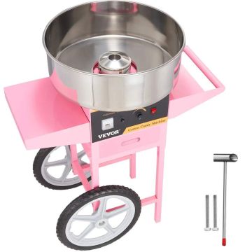 Commercial cotton candy machine with cart, 1000 W, for parties