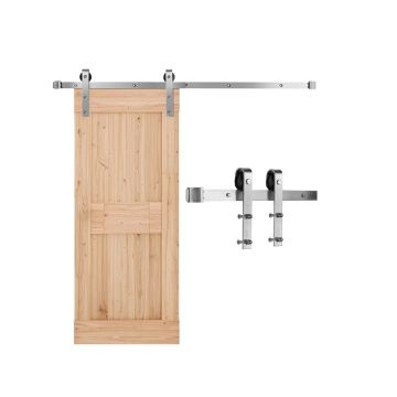 5ft Sliding Barn Door Hardware Kit, Silver Color, 330lbs Load Capacity