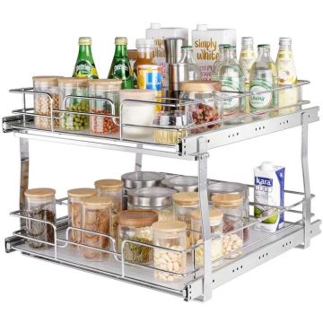 2-Tier Pull-Out Organizer Cabinet, 20x21x15 inches, Steel Drawers