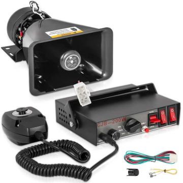 Alarm samochodowy 200 W, syrena 7-tonowa, system MIC