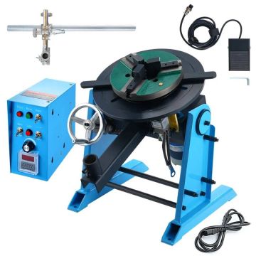 Rotary welding turntable 30 kg, 0–90°, 1–12 rpm, 80 W, 12.4" 3-jaw chuck