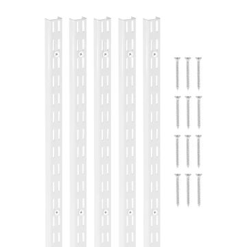 Srebrny pionowy pilaster półkowy 60", zestaw 5 elementów