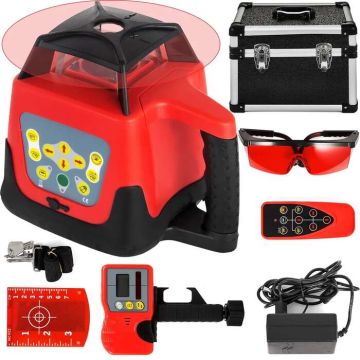 Red rotary laser level with receiver and remote control