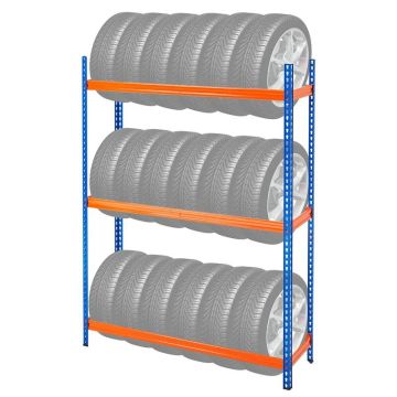Tire storage rack, 3 levels, sturdy metal, capacity for 18 tires