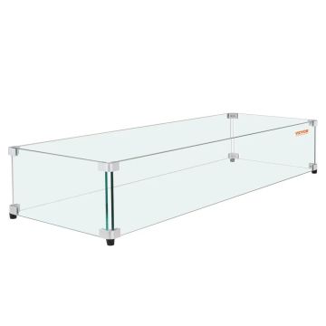 Osłona przeciwwiatrowa szklana do stołu paleniskowego 798x317x165 mm, szkło hartowane