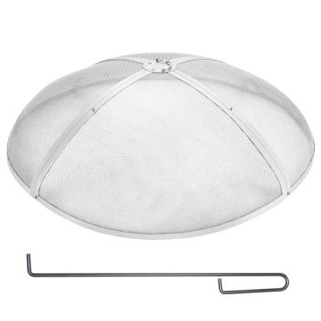 Round Steel Fire Pit Cover with Spark Screen, 40 Inch