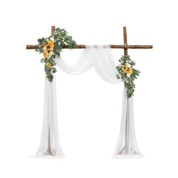 Artificial Yellow Wedding Arch Flower Set with Curtains (3 pcs.)