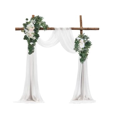 Artificial wedding arch flower set with curtains, 4 pcs.