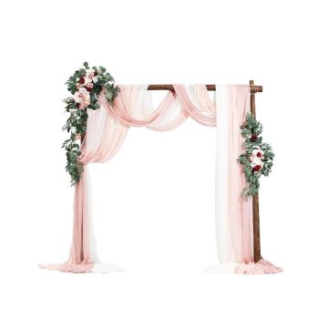 Artificial wedding arch flower set with curtains, pink, 5 pcs.