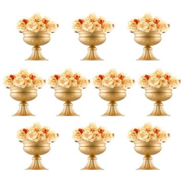 Set of 10 16cm Gold Metal Wedding Flower Vases