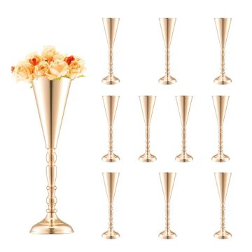 Metal gold wedding flower vase, 43 cm, 10 pcs.
