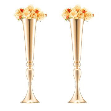 2 pcs 56 cm gold metal wedding flower vases