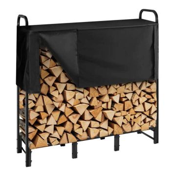 Metal firewood rack with waterproof cover, 1.22 m