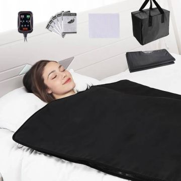 Portable far infrared sauna blanket with adjustable temperature