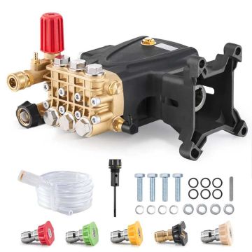Pressure washer pump, 25.4 mm shaft, 276 bar, 15 l/min, 5 nozzles