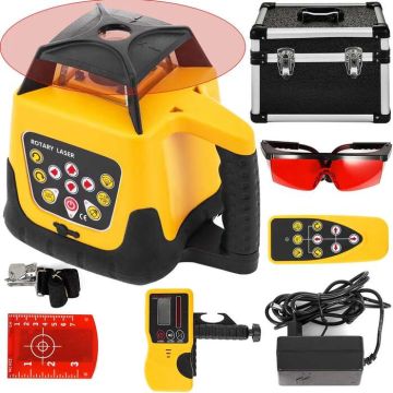 Rotary digital laser level set, 500 m, red beam, with remote control and case