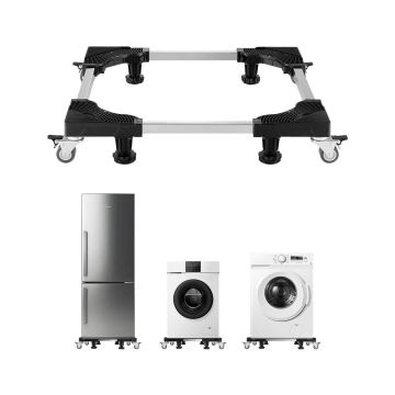 Mobile washing machine and refrigerator stand, adjustable from 27.5 to 35.4 inches.