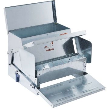 Automatic galvanized steel chicken feeder, 11.3 kg capacity