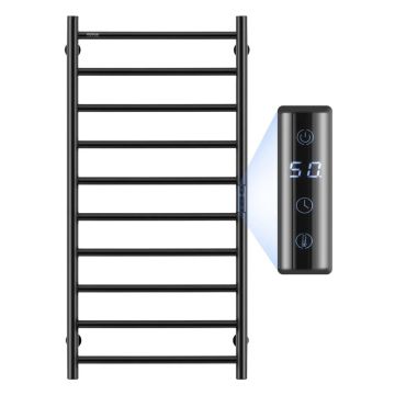Czarny 10-pasmowy podgrzewacz ręczników z timerem, wyświetlaczem LED, IPX5