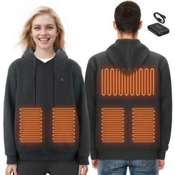 Electric heated hoodie, 7.4 V, black, XXL, unisex