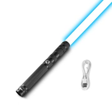 Świecący, ładowalny miecz-zabawka z 14 kolorami RGB i dźwiękiem, czarny