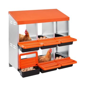 2-storey metal chicken coops, 6 compartments, egg crates