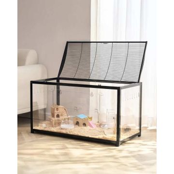 Transparent 37.8x18.5x21.7 inch Hamster and Small Animal Cage with Front Door