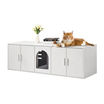 Wooden white cat litter box fence, 147 cm