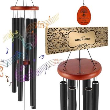 Wind chimes for outdoor use, 1042 mm, 6 tubes, black
