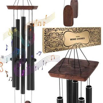 Wind chimes for outdoor use, 1220 mm, 5 tubes, black