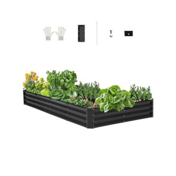 Metal galvanized raised bed, 8x4 feet, dark gray