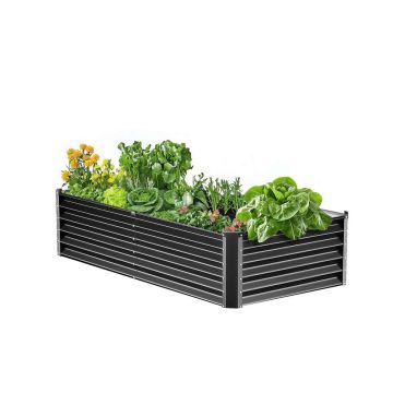 Metal galvanized raised bed, 6x3 feet, dark gray