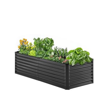 Metal Galvanized Raised Bed 6x3x2 Feet, Outdoor Planter Box Dark Gray