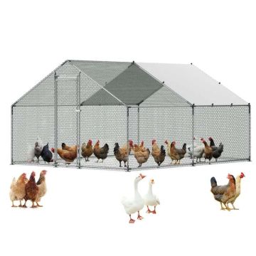 Metalowy kurnik, 9,8 x 13,1 x 6,5 stopy z daszkiem i zamkiem