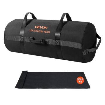 Worek treningowy z piaskiem, regulowany 56-90 kg, czarny, z uchwytami
